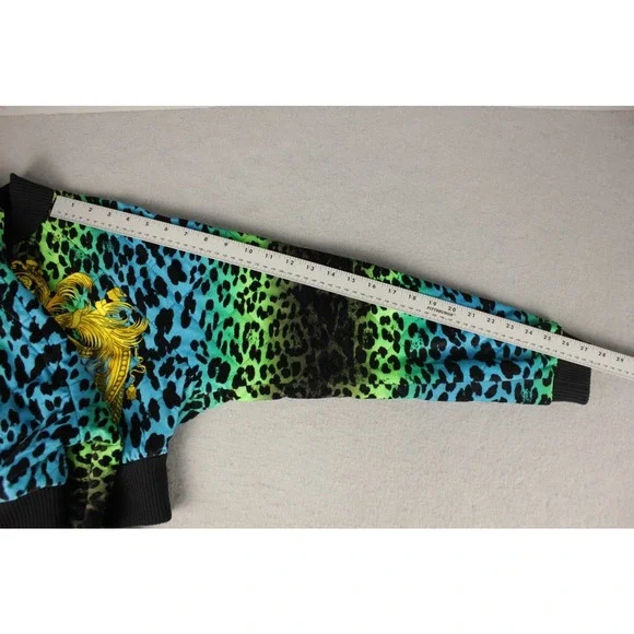 Versace‎ for H&M Leopard Tropical Baroque Cropped Bomber Jacket Blue Green US 6 - Picture 9 of 10